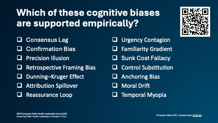 Questions for a quiz on cognitive biases