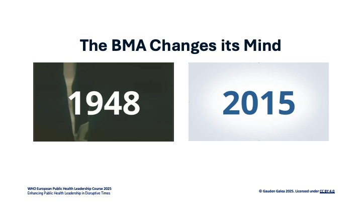 Example of a change of stance by BMA towards the NHS